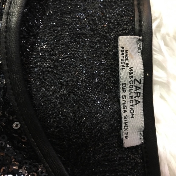 Zara Navy sequin split side top size S - Picture 3 of 5